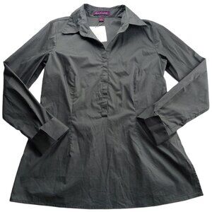 Gloria Vanderbilt Women's Pullover Blouse Size Small Gray Half Button Collared